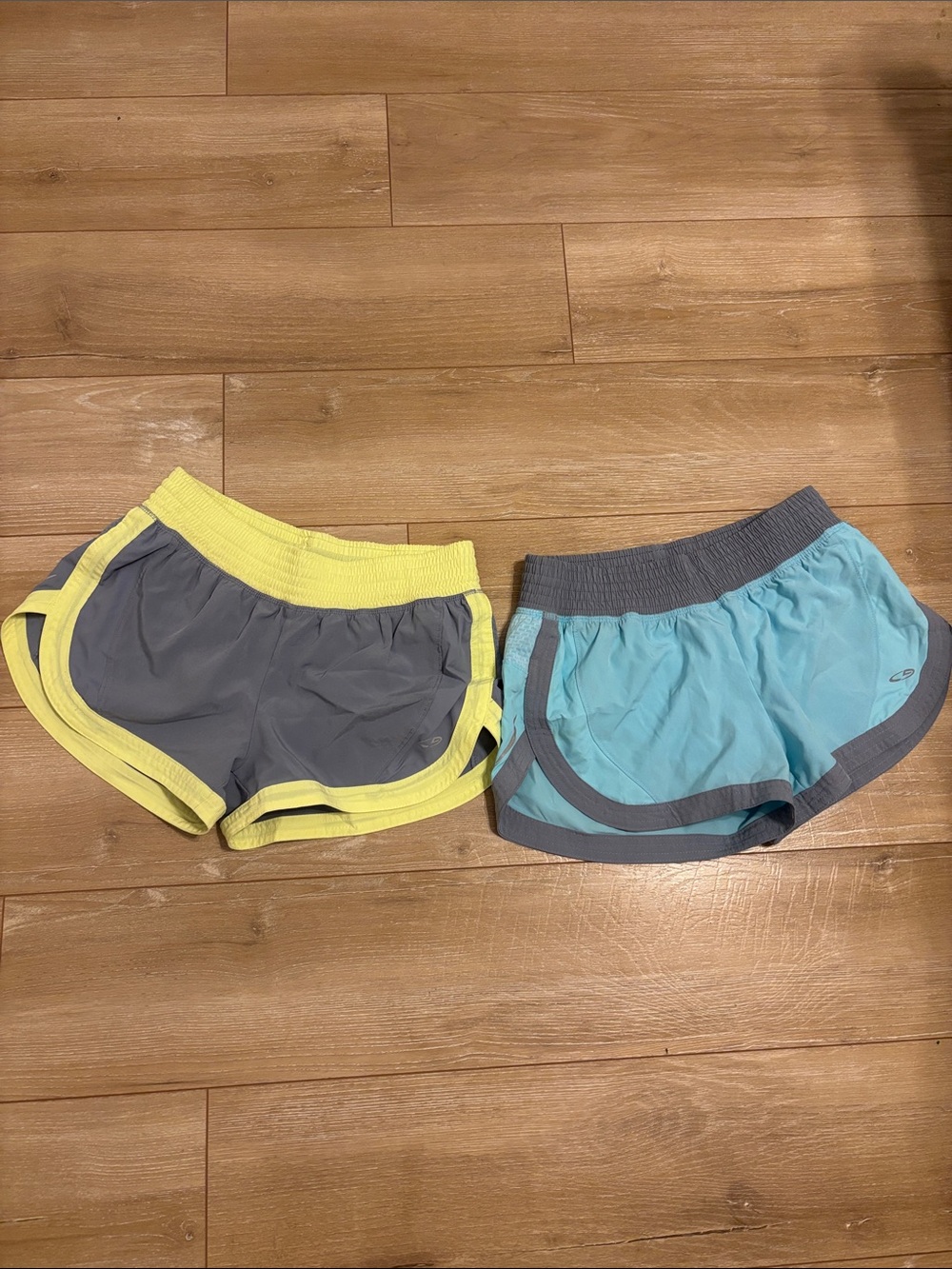 XS Champion Running Shorts Baby Blue & Neon Yellow and Gray